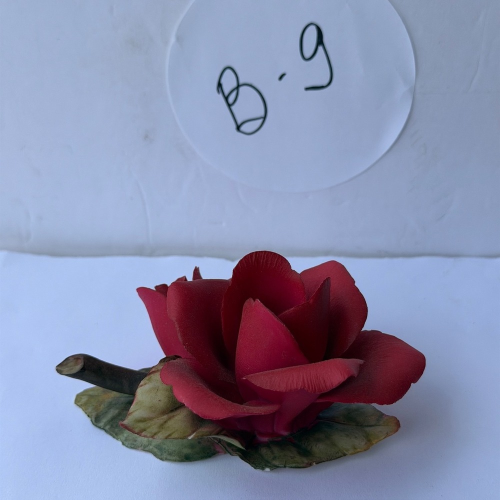 Vintage Capodimonte Napoleon Italy Porcelain Red Rose Figurine - Storage B-9